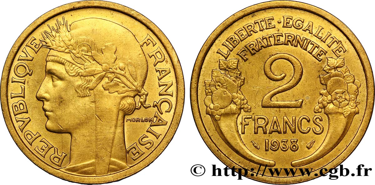 2 francs Morlon 1938  F.268/11 AU53 