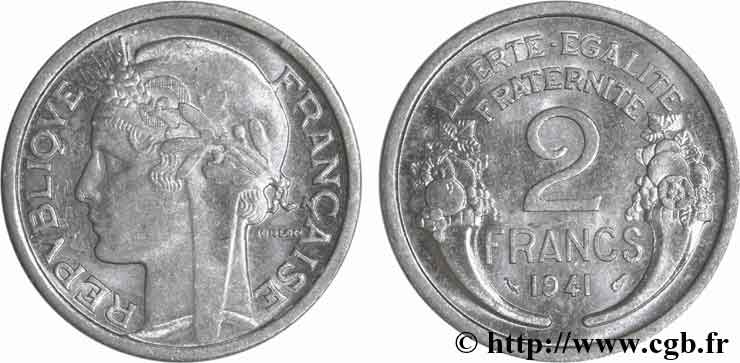 2 francs Morlon, aluminium 1941  F.269/2 SPL61 