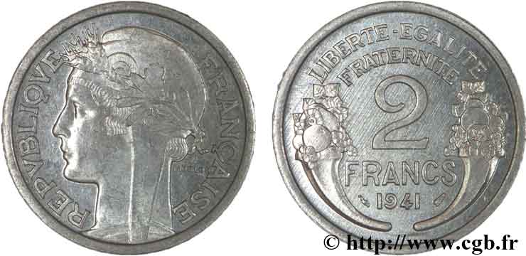 2 francs Morlon, aluminium 1941  F.269/2 SUP60 