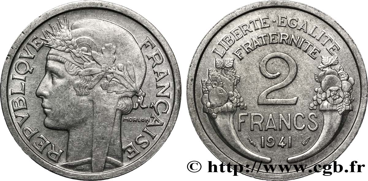 2 francs Morlon, aluminium 1941  F.269/2 TTB53 