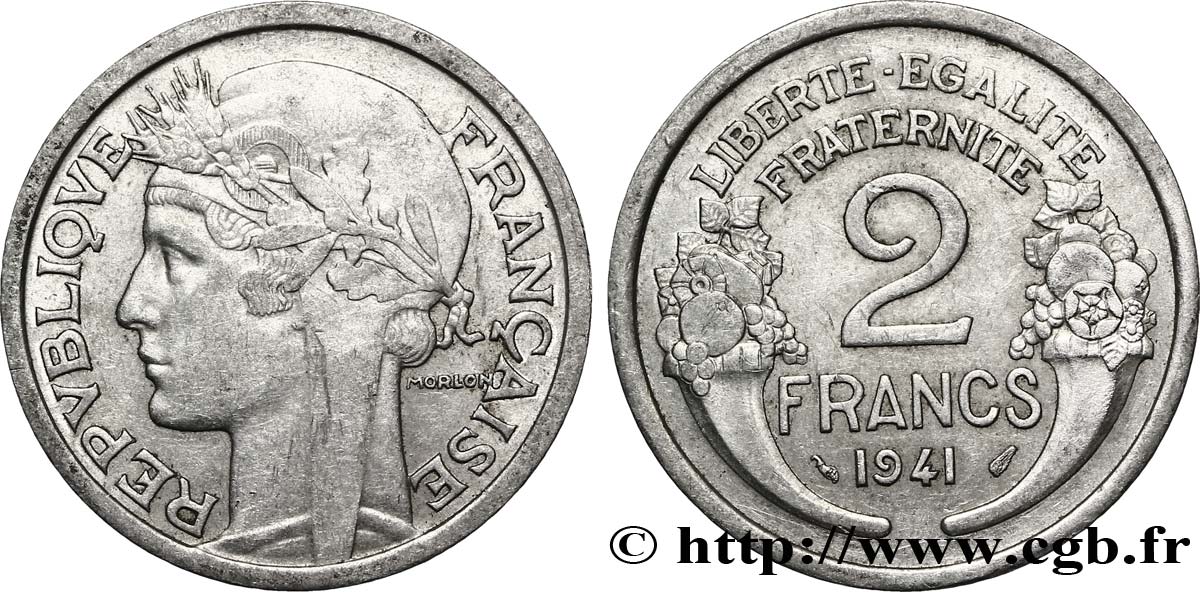 2 francs Morlon, aluminium 1941  F.269/2 TTB48 