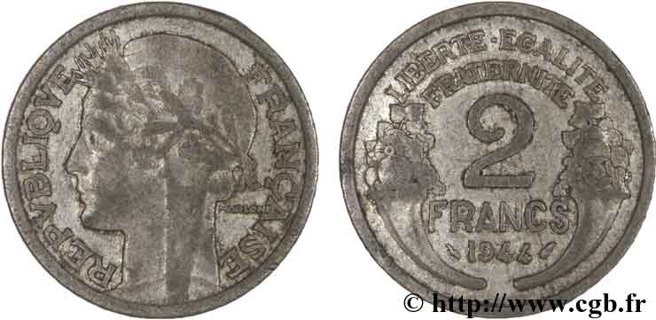 2 francs Morlon, aluminium 1944  F.269/4 B8 