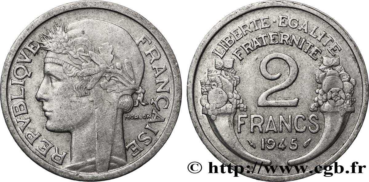 2 francs Morlon, aluminium 1945  F.269/5 XF48 