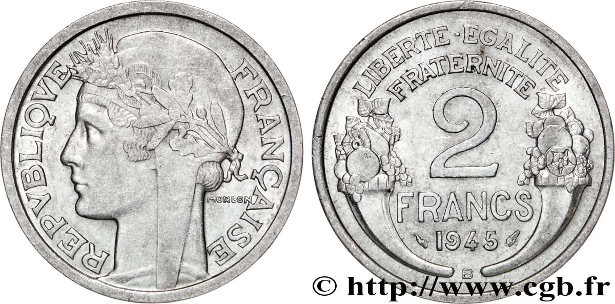 2 francs Morlon, aluminium 1945 Beaumont-Le-Roger F.269/6 SUP55 