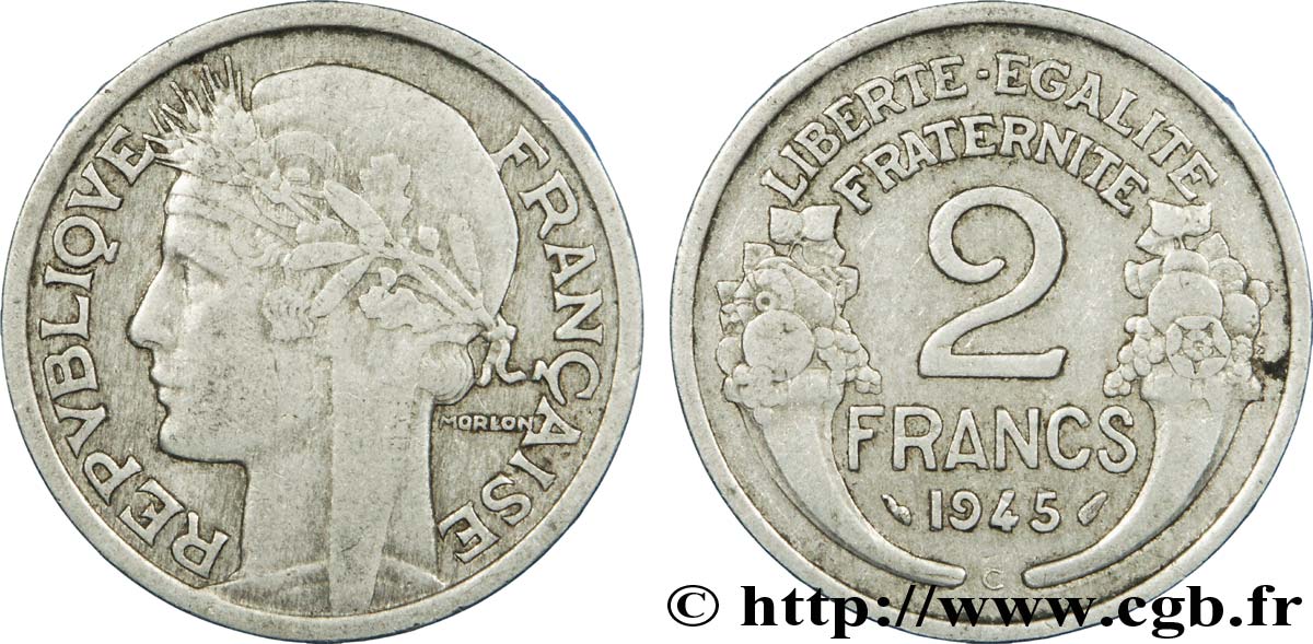 2 francs Morlon, aluminium 1945 Castelsarrasin F.269/7 TB30 