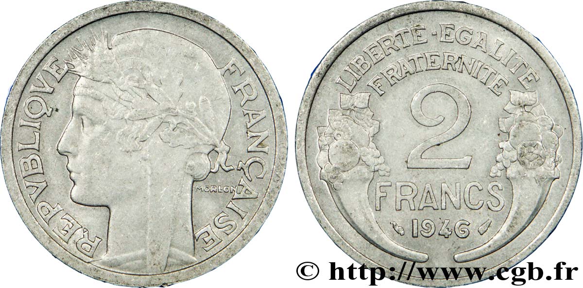 2 francs Morlon, aluminium 1946  F.269/8 TTB48 