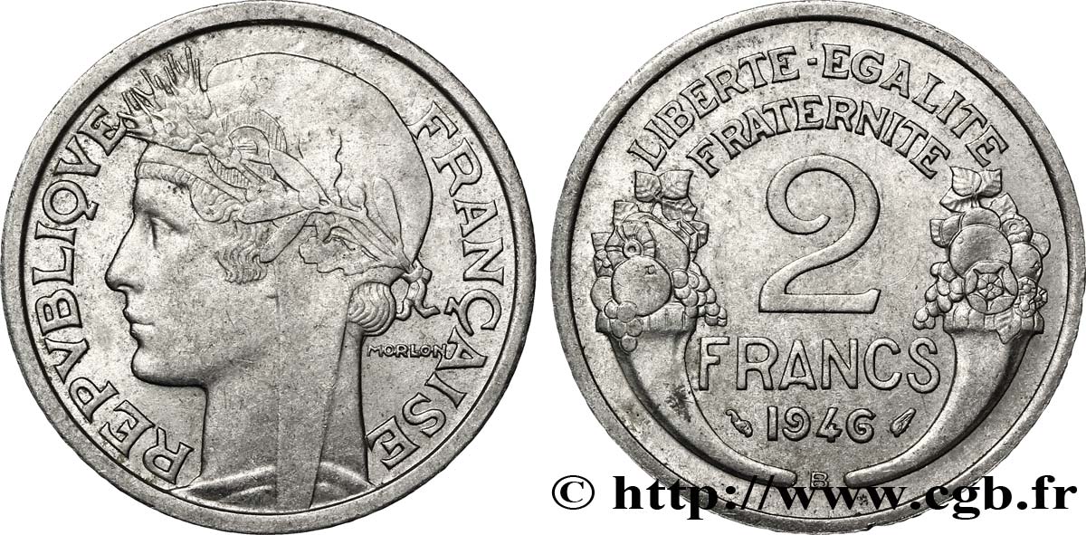 2 francs Morlon, aluminium 1946 Beaumont-Le-Roger F.269/9 TTB53 