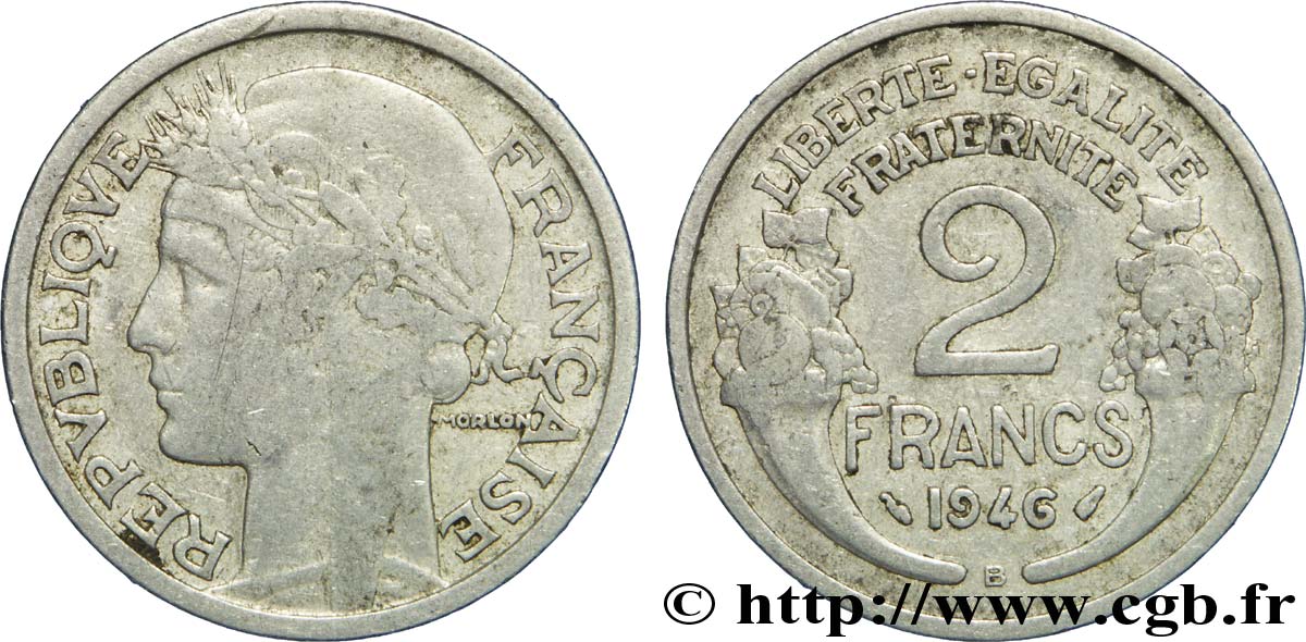 2 francs Morlon, aluminium 1946 Beaumont-Le-Roger F.269/9 F12 