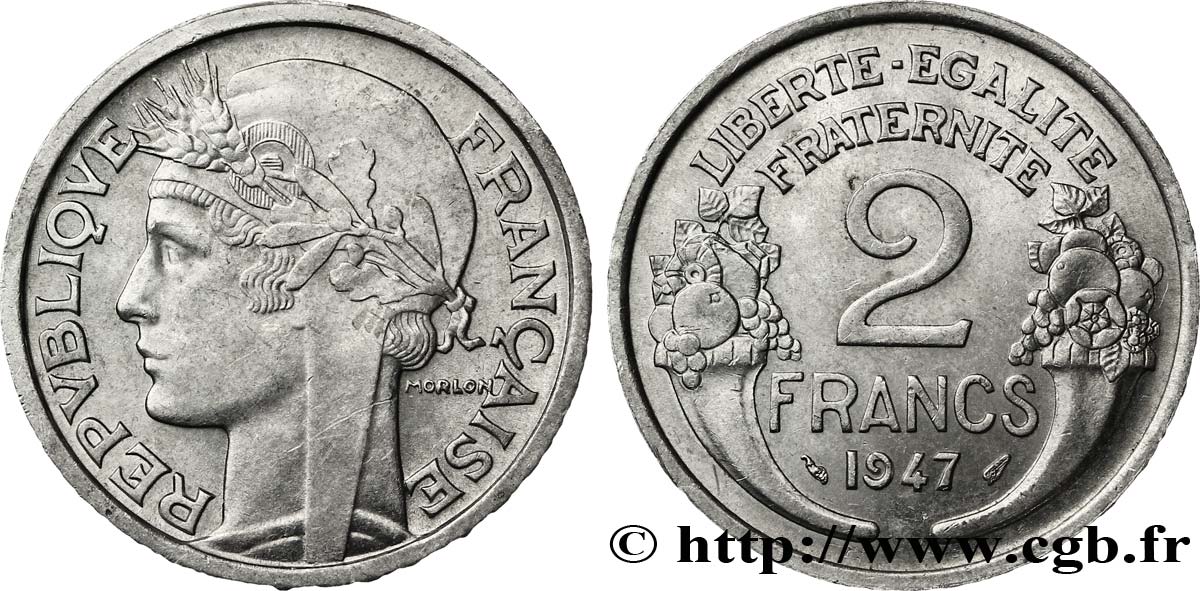 2 francs Morlon, aluminium 1947  F.269/10 MS60 