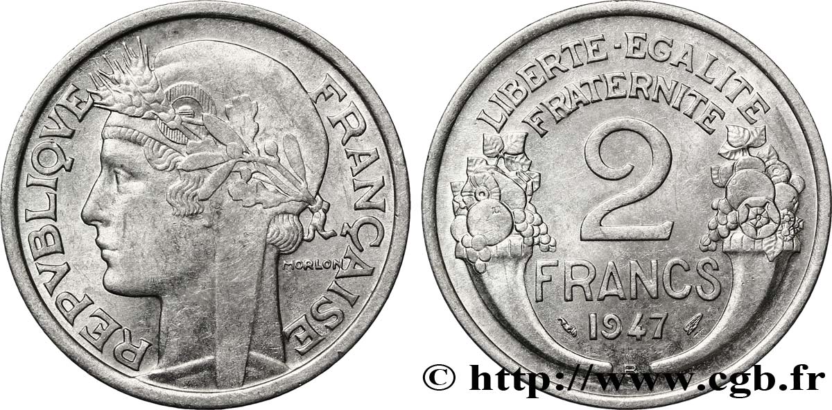 2 francs Morlon, aluminium 1947 Beaumont-Le-Roger F.269/11 SPL62 