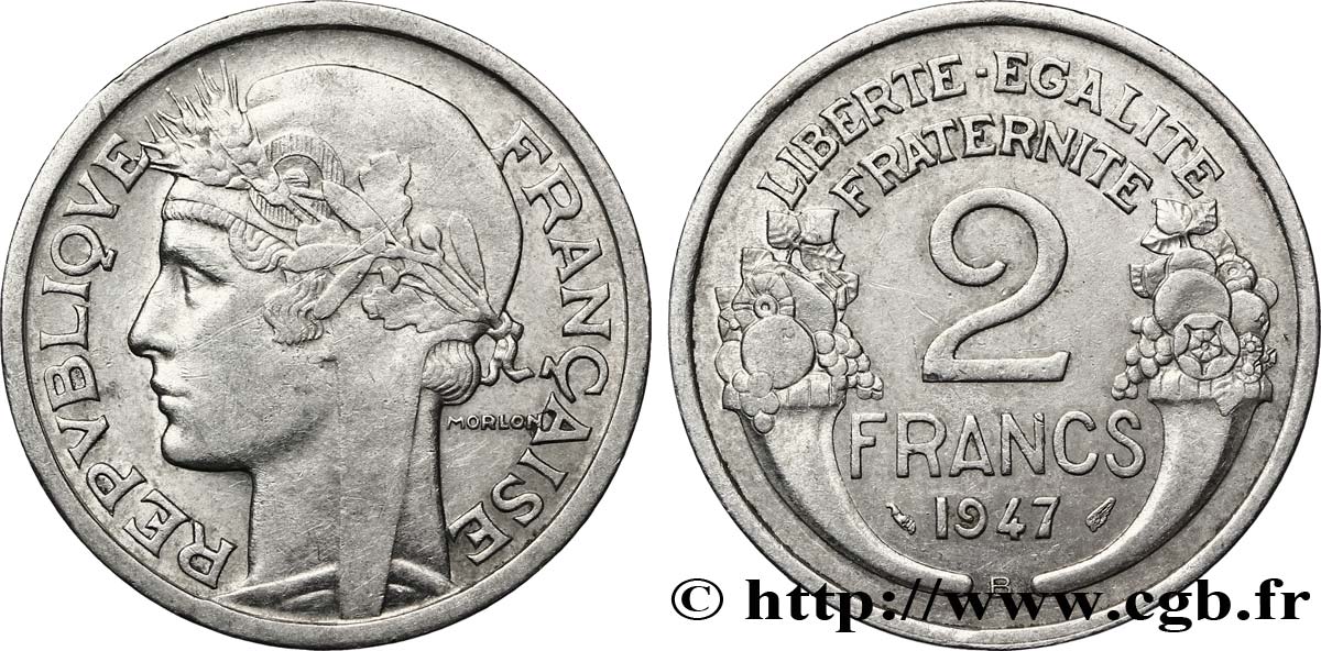 2 francs Morlon, aluminium 1947 Beaumont-Le-Roger F.269/11 SS48 