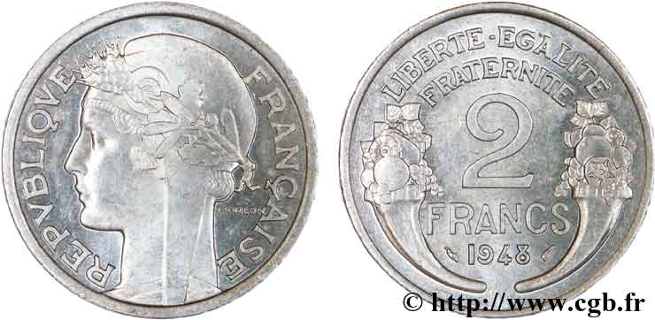 2 francs Morlon, aluminium 1948  F.269/12 SPL64 
