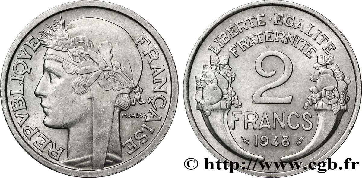 2 francs Morlon, aluminium 1948  F.269/12 AU55 