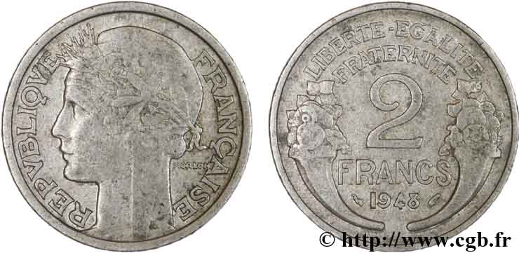 2 francs Morlon, aluminium 1948  F.269/12 XF40 
