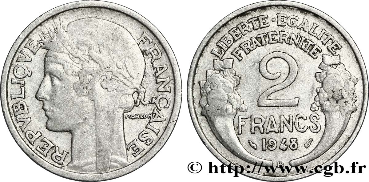 2 francs Morlon, aluminium 1948 Beaumont-Le-Roger F.269/13 TTB40 