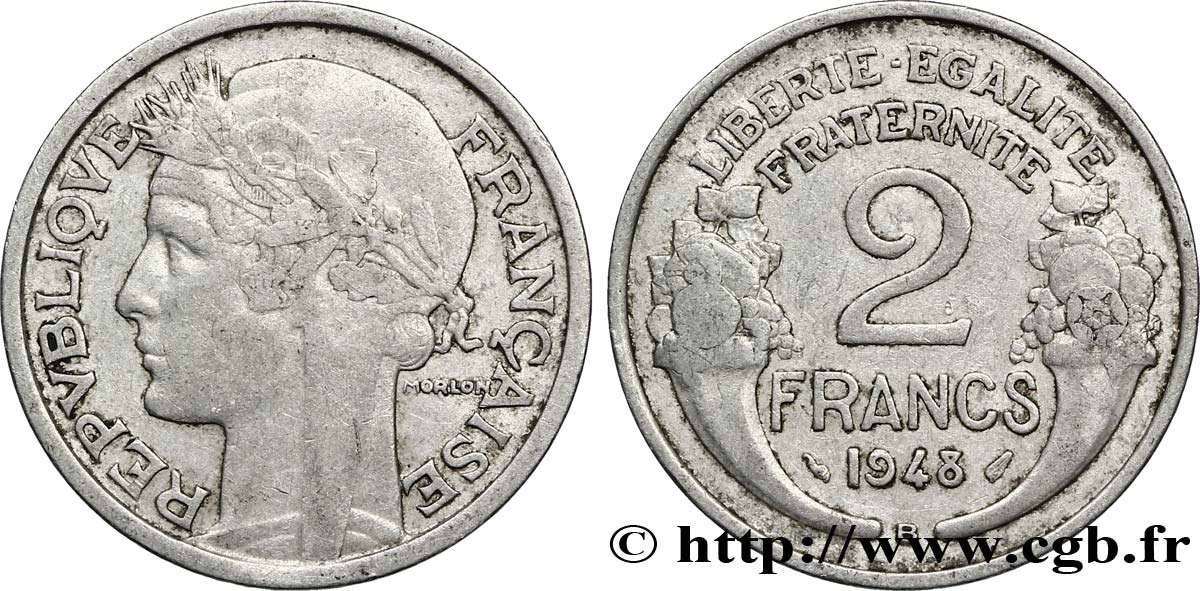 2 francs Morlon, aluminium 1948 Beaumont-Le-Roger F.269/13 TB30 