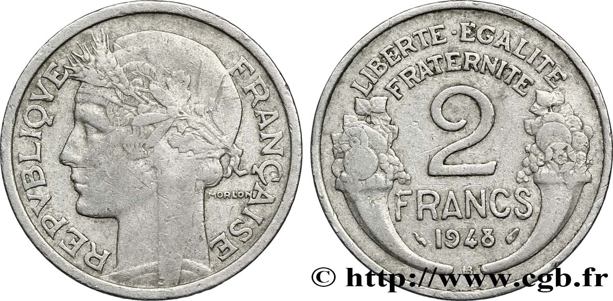 2 francs Morlon, aluminium 1948 Beaumont-Le-Roger F.269/13 S15 