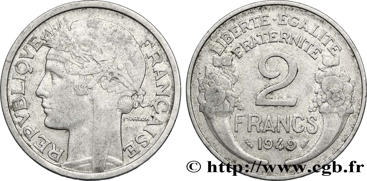 2 francs Morlon, aluminium 1949  F.269/14 VF30 