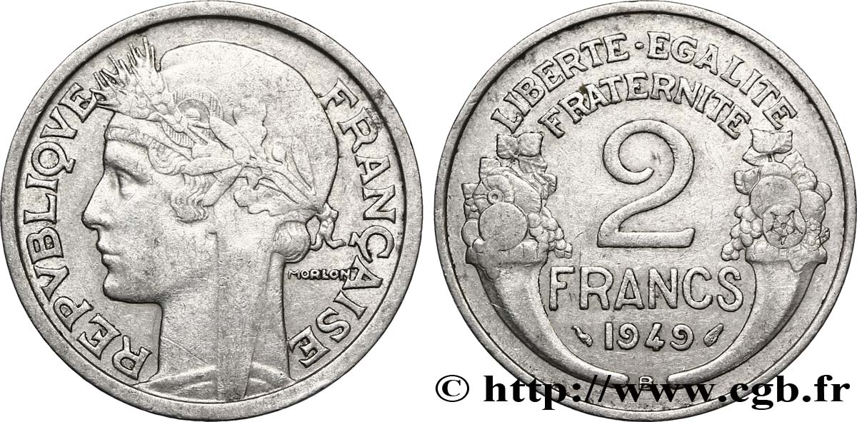 2 francs Morlon, aluminium 1949 Beaumont-Le-Roger F.269/15 XF45 