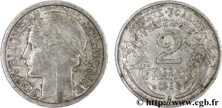 2 francs Morlon, aluminium 1949 Beaumont-Le-Roger F.269/15 BC30 