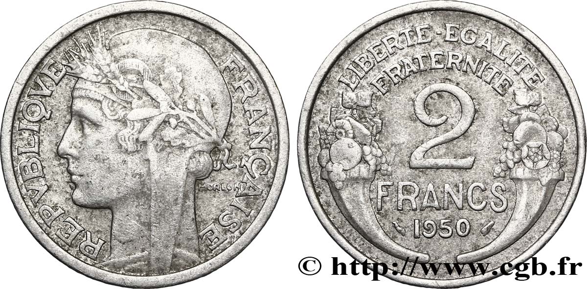 2 francs Morlon, aluminium 1950  F.269/16 VF30 