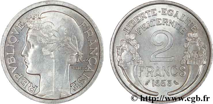 2 francs Morlon, aluminium 1958  F.269/18 SUP62 