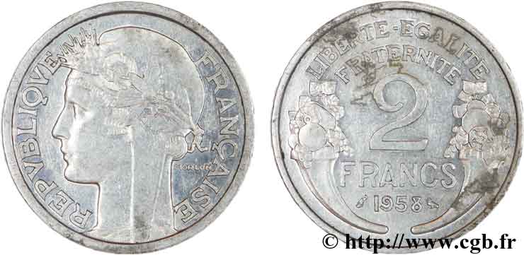 2 francs Morlon, aluminium 1958  F.269/18 XF48 