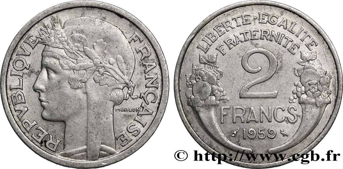 2 francs Morlon, aluminium 1959  F.269/19 XF48 