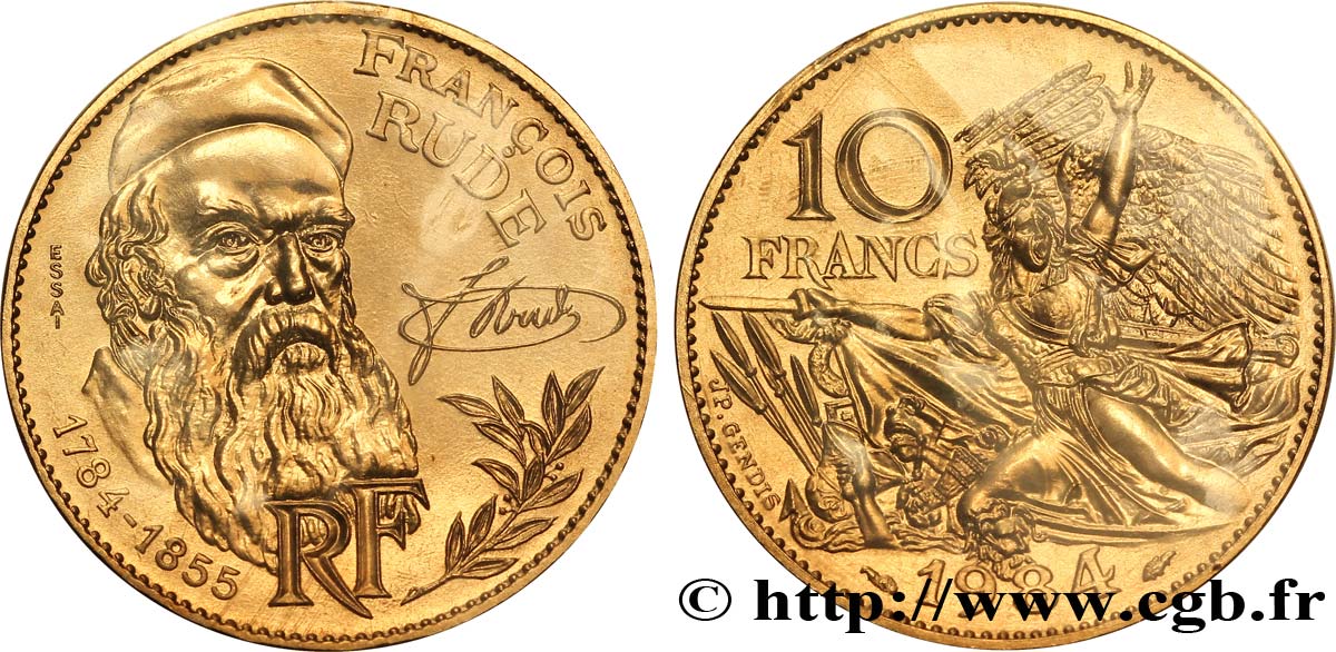 Essai de 10 francs François Rude 1984 Pessac F.369/1 MS68 