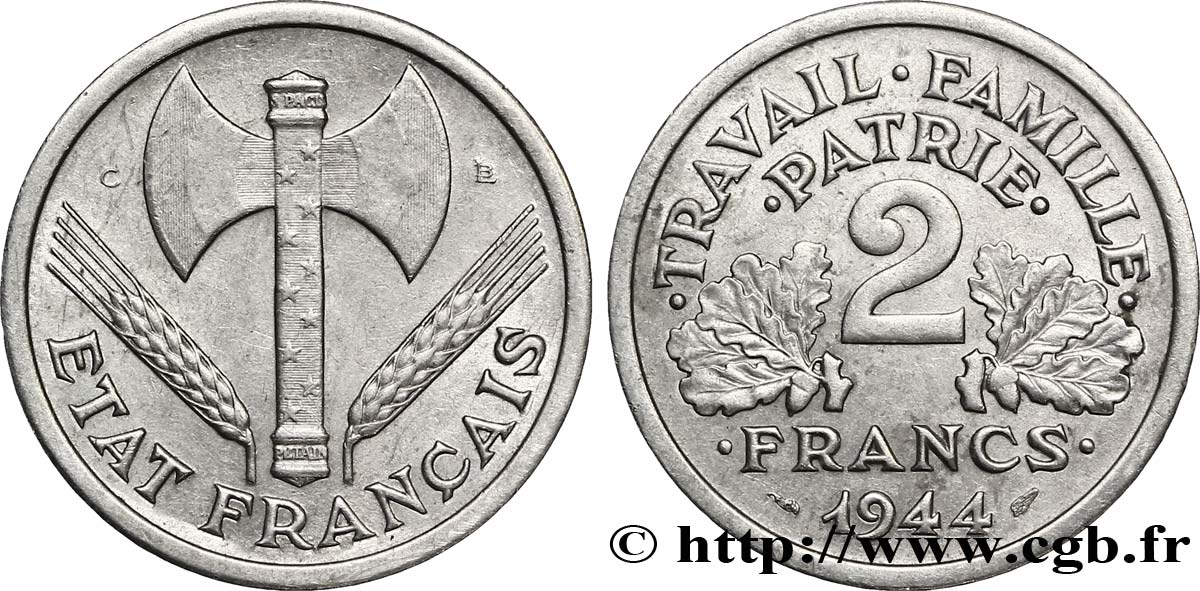 2 francs Francisque 1944 Castelsarrasin F.270/6 VZ55 
