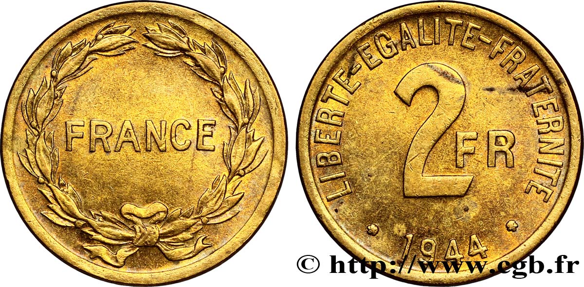 2 francs France 1944  F.271/1 MS60 