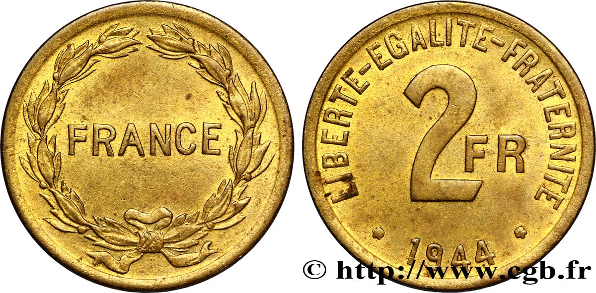 2 francs France 1944  F.271/1 TTB52 