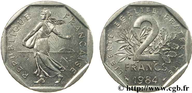 2 francs Semeuse, nickel 1984 Pessac F.272/8 SS53 