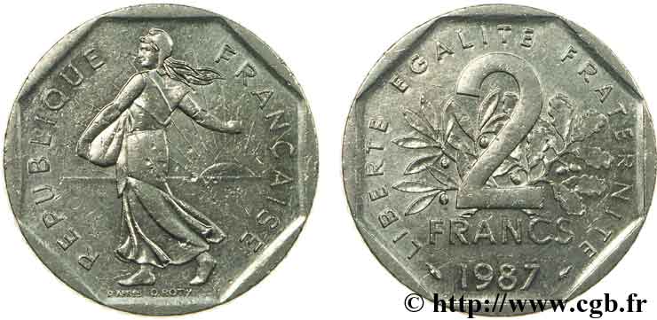 2 francs Semeuse, nickel 1987 Pessac F.272/11 SS48 
