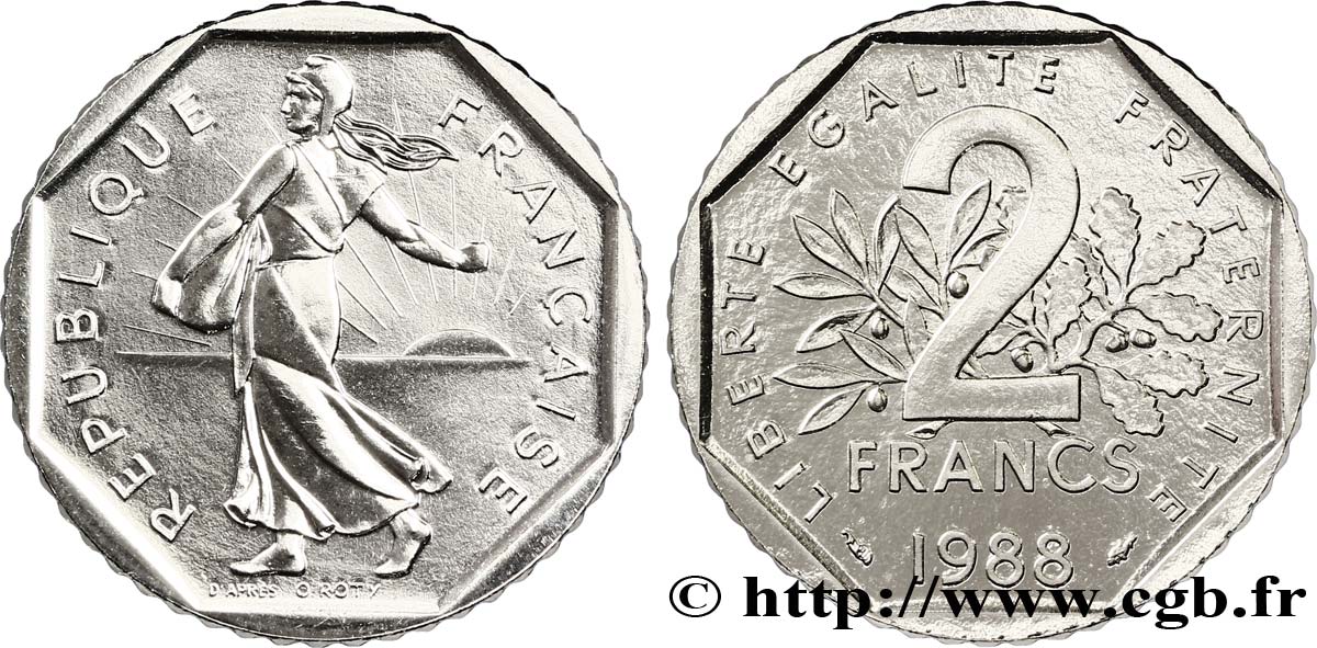2 francs Semeuse, nickel 1988 Pessac F.272/12 FDC68 