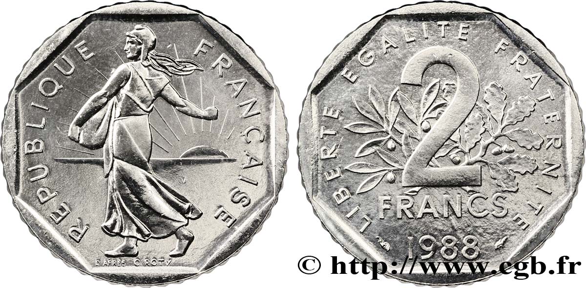 2 francs Semeuse, nickel 1988 Pessac F.272/12 SC64 