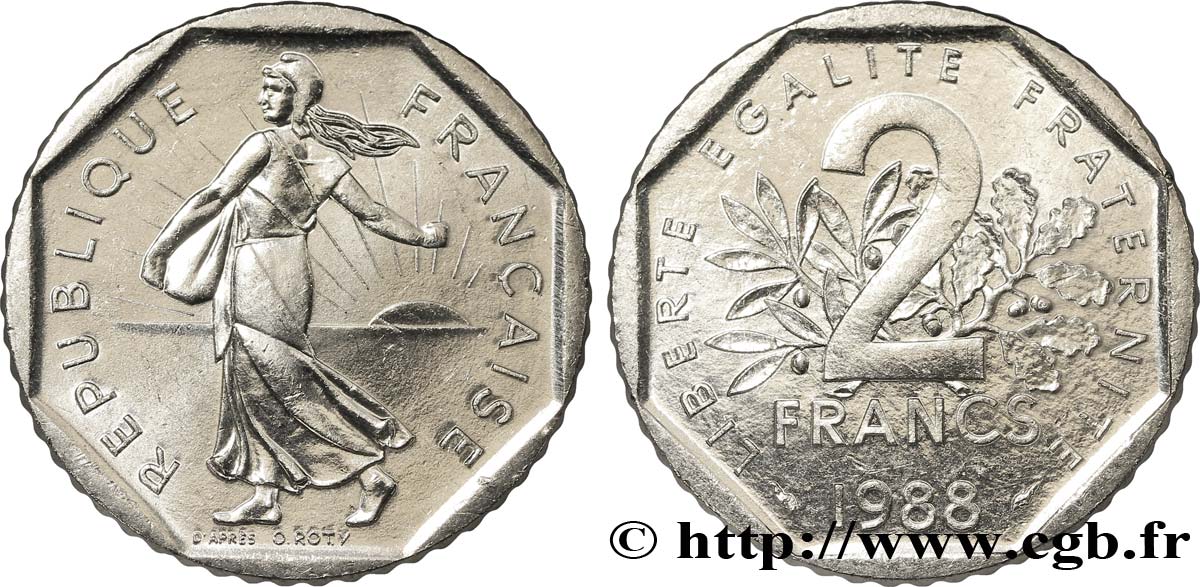 2 francs Semeuse, nickel 1988 Pessac F.272/12 MS62 