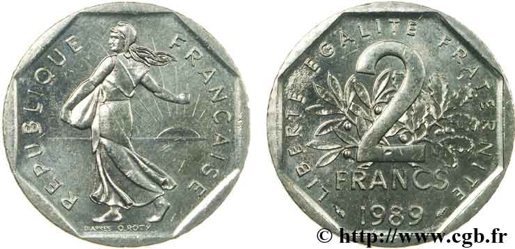 2 francs Semeuse, nickel 1989 Pessac F.272/13 SUP55 