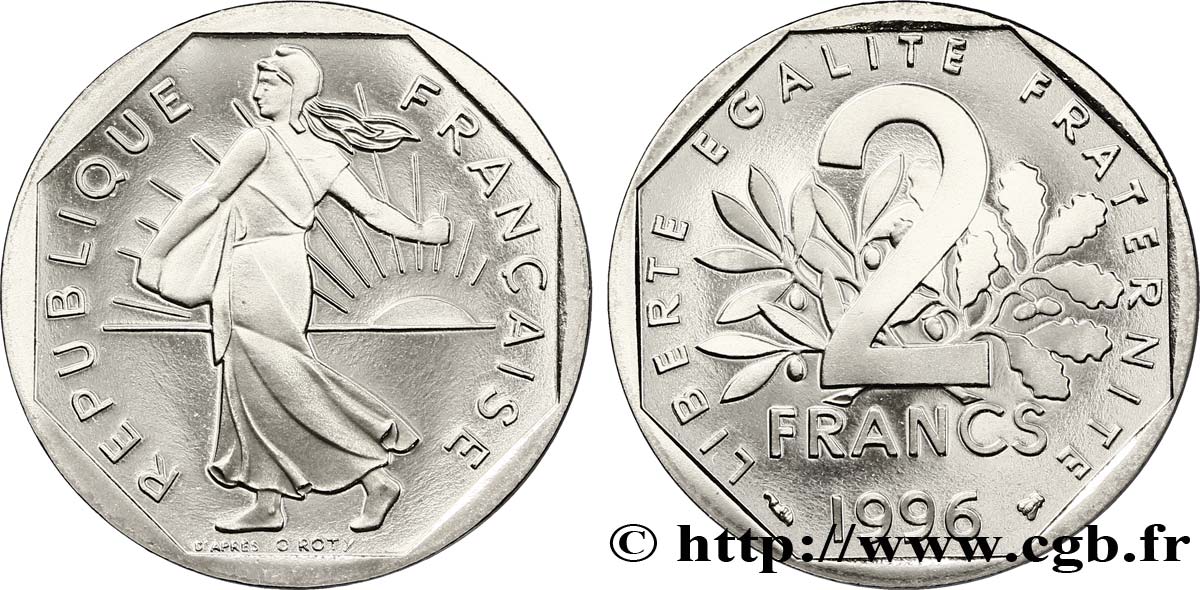 2 francs Semeuse, nickel, BE (Belle Épreuve) 1996 Pessac F.272/24 var. ST 