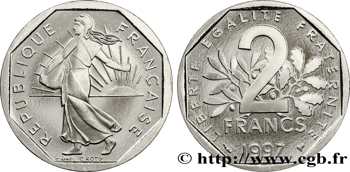 2 francs Semeuse, nickel, BE (Belle Épreuve) 1997 Pessac F.272/25 var. MS 