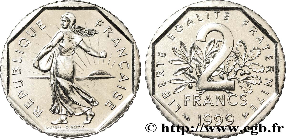 2 francs Semeuse, nickel, BU (Brillant Universel)  1999 Pessac F.272/27 SC64 