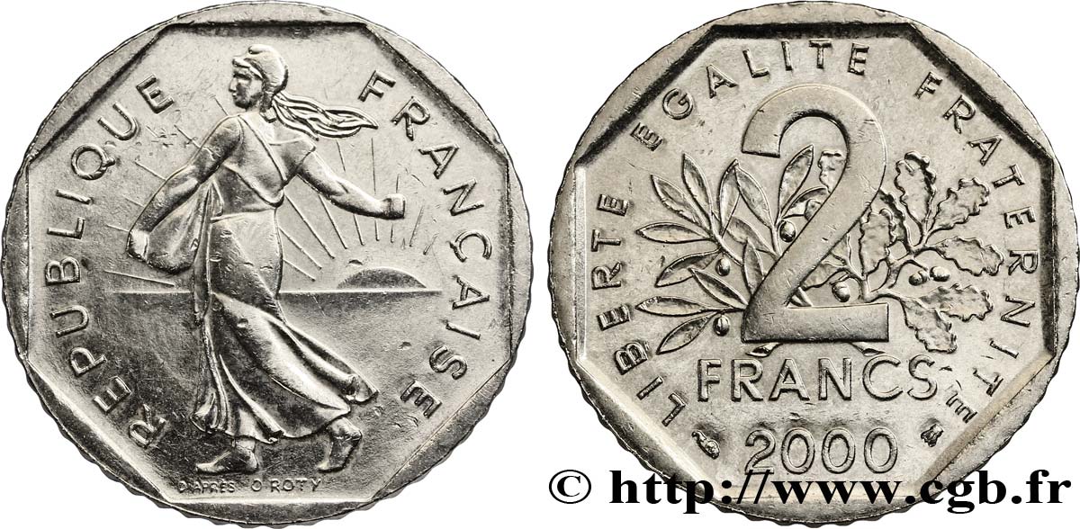 2 francs Semeuse, nickel 2000 Pessac F.272/28 SS45 