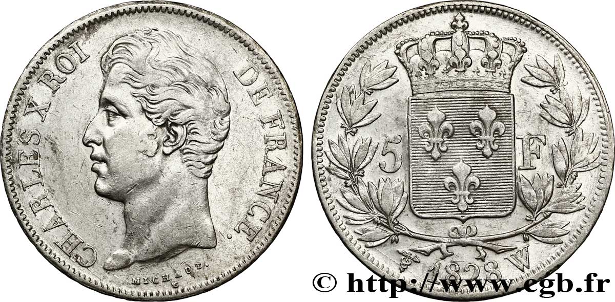 5 francs Charles X, 2e type 1828 Lille F.311/26 TTB50 