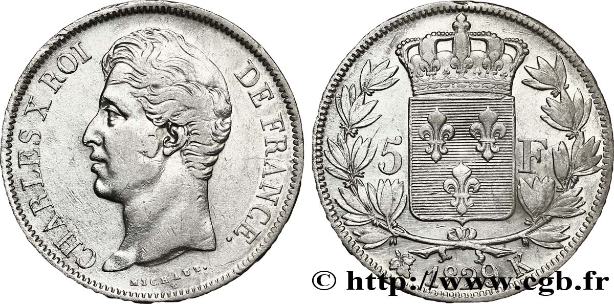 5 francs Charles X, 2e type 1829 Bordeaux F.311/33 TTB45 