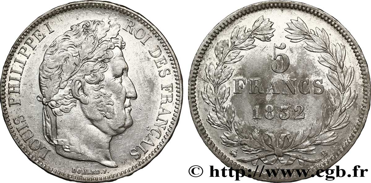 5 francs IIe type Domard 1832 Rouen F.324/2 TTB48 