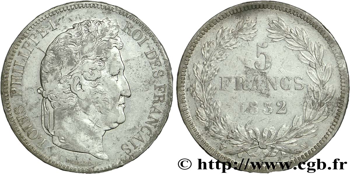 5 francs IIe type Domard 1832 Lille F.324/13 TTB48 