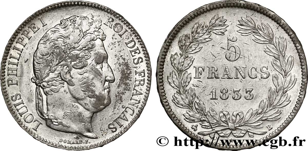 5 francs IIe type Domard 1833 Rouen F.324/15 TTB48 