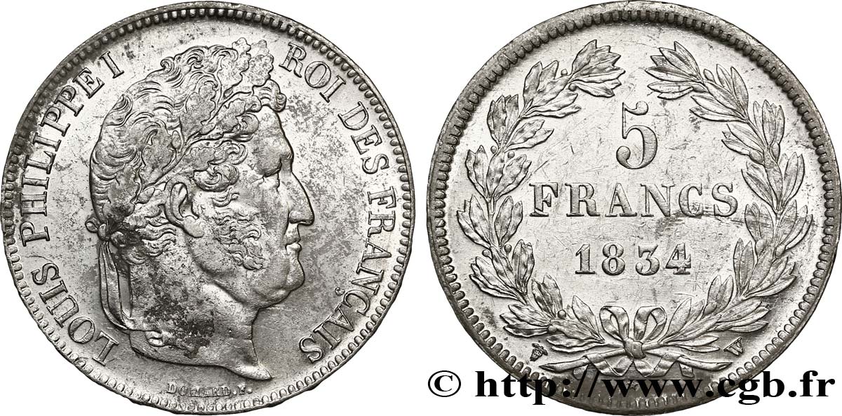 5 francs IIe type Domard 1834 Lille F.324/41 XF48 