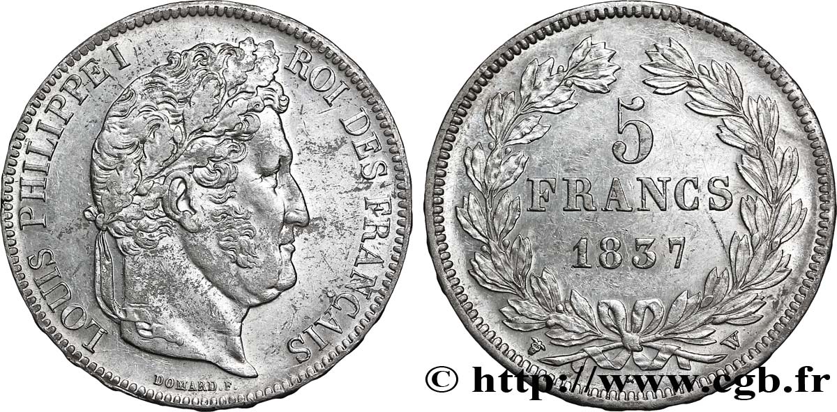 5 francs IIe type Domard 1837 Lille F.324/67 MBC50 