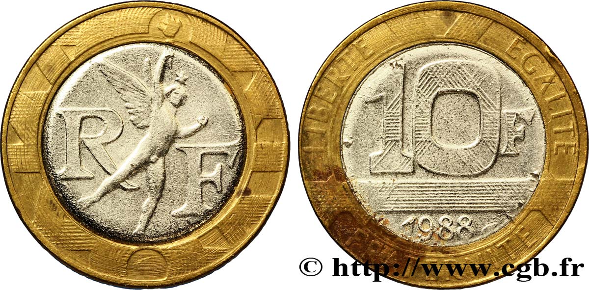 Faux de 10 francs Génie de la Bastille 1988 Pessac F.375/2 var. MBC48 